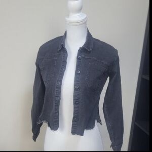 PETIT CLAIR/PC TEEN Black Raw Hem Jean Jacket